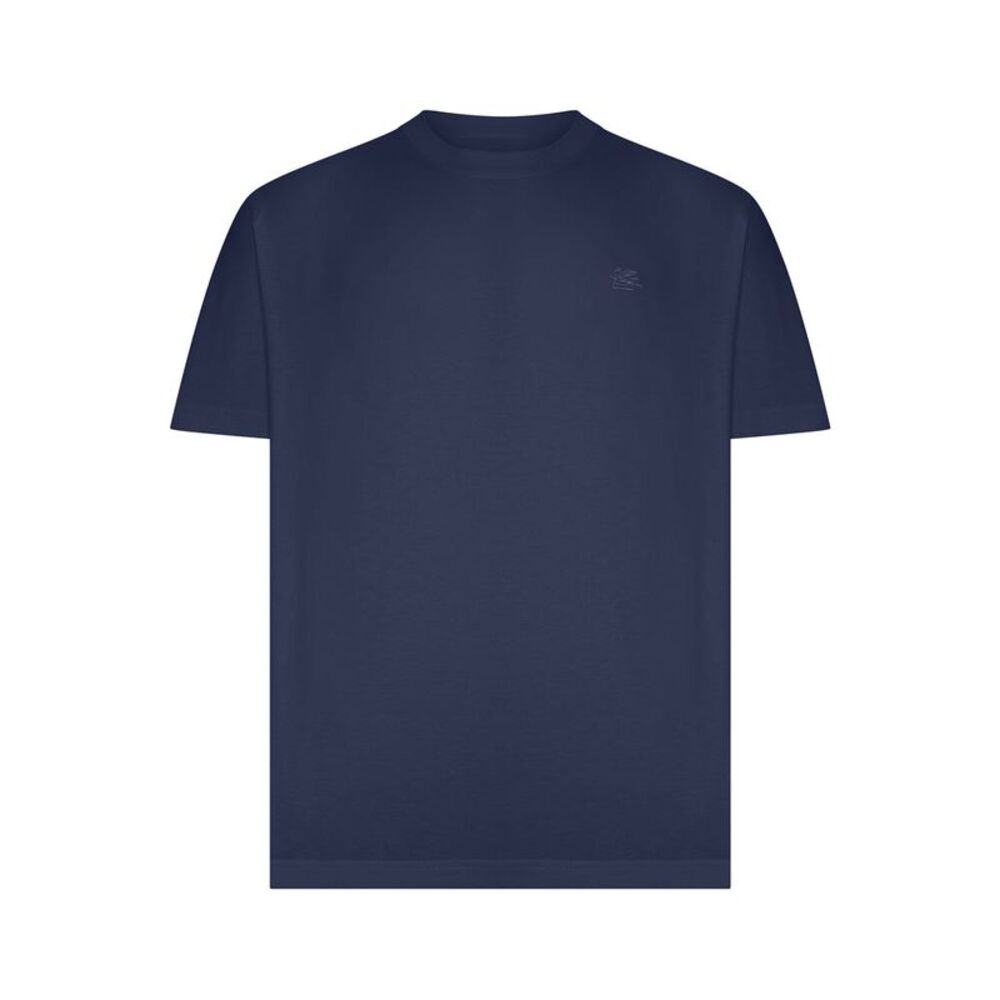Etro Men Rome Cotton T-Shirt With Embroidered Logo